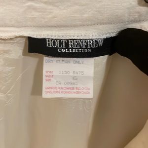 HOLT RENFREW cream lined linen pants with side slit pockets